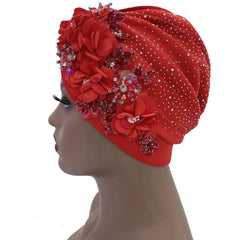 Elegant African Turban Cap with Shiny Rhinestone Ready to Wear Nigeria Auto Gele Headtie Party Women's Head Wrap Bonnet Turbante - SHOWLU FASHION STORE