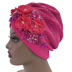 Elegant African Turban Cap with Shiny Rhinestone Ready to Wear Nigeria Auto Gele Headtie Party Women's Head Wrap Bonnet Turbante - SHOWLU FASHION STORE