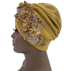 Elegant African Turban Cap with Shiny Rhinestone Ready to Wear Nigeria Auto Gele Headtie Party Women's Head Wrap Bonnet Turbante - SHOWLU FASHION STORE