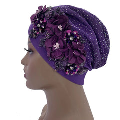 Elegant African Turban Cap with Shiny Rhinestone Ready to Wear Nigeria Auto Gele Headtie Party Women's Head Wrap Bonnet Turbante - SHOWLU FASHION STORE