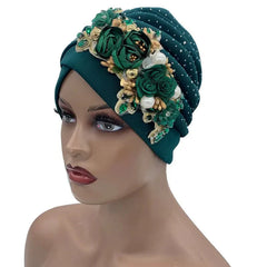 Elegant African Turban Cap with Shiny Rhinestone Ready to Wear Nigeria Auto Gele Headtie Party Women's Head Wrap Bonnet Turbante - SHOWLU FASHION STORE