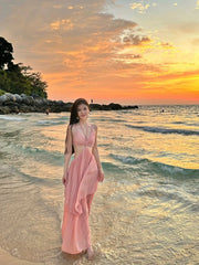 Elegant Backless French Holiday Dress - SHOWLU FASHION STORE