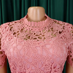 Elegant Jumpsuits & Rompers for Women O Neck Lace Patchwork Short Sleeve Sashes High Waisted Luxury Birthday Party Dinner Outfit - SHOWLU FASHION STORE