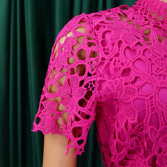 Elegant Jumpsuits & Rompers for Women O Neck Short Sleeve Sashes Lace Patchwork Luxury Female Birthday Party Overalls Clothes OL - SHOWLU FASHION STORE