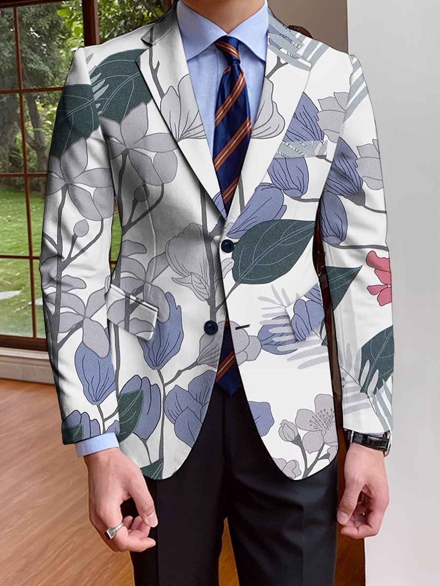Elegant Men's Blazer - Casual & Formal, Long Sleeve, Button - Up Suit Jacket with Stylish Print Design for All Seasons, Autumn Winter, No Iron - SHOWLU FASHION STORE