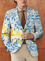 Elegant Men's Blazer - Casual & Formal, Long Sleeve, Button - Up Suit Jacket with Stylish Print Design for All Seasons, Autumn Winter, No Iron - SHOWLU FASHION STORE