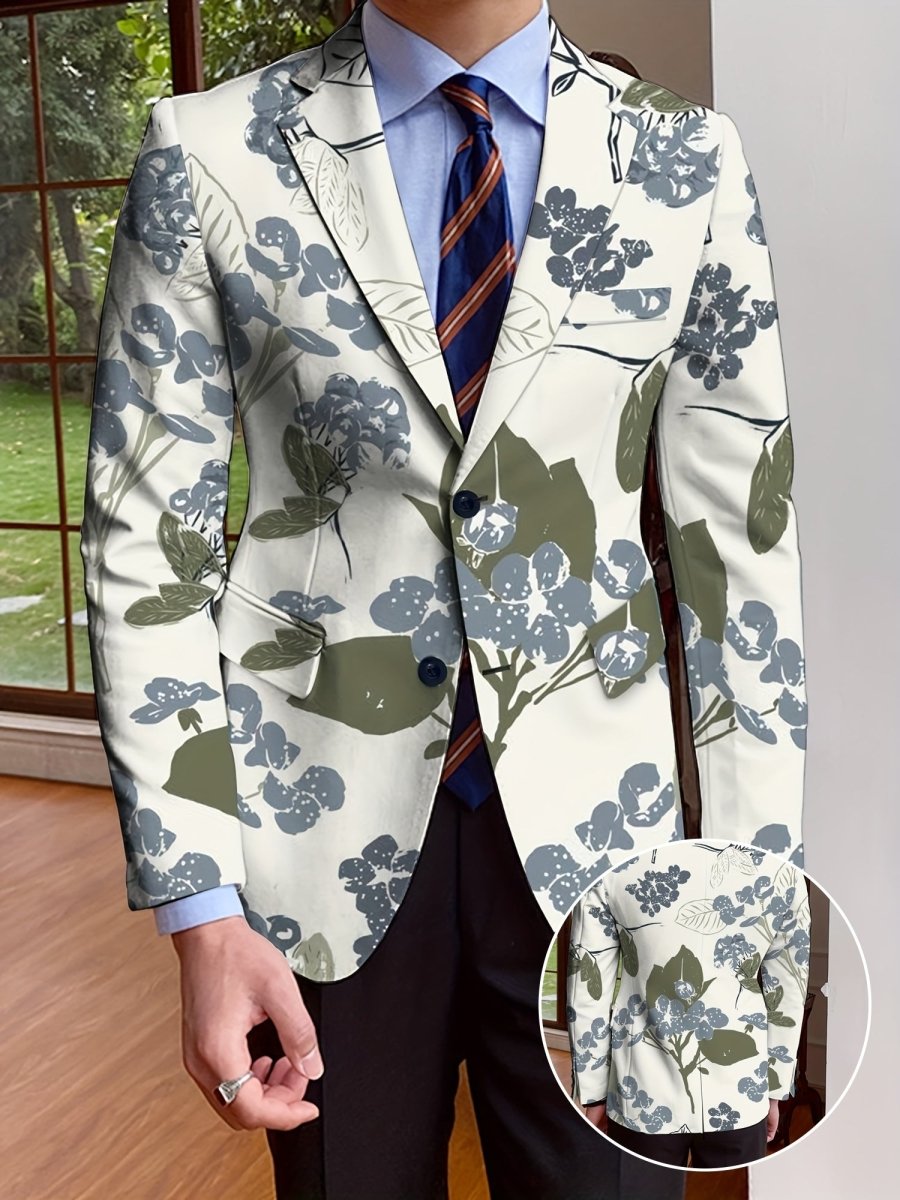 Elegant Men's Blazer - Casual & Formal, Long Sleeve, Button - Up Suit Jacket with Stylish Print Design for All Seasons, Autumn Winter, No Iron - SHOWLU FASHION STORE