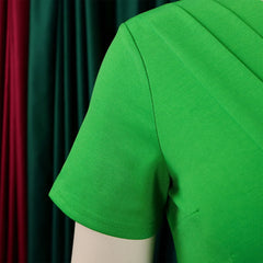 Elegant Office Dresses for Women V Neck Short Sleeve Belt Waisted Straight Mid Calf Formal Female Business Work Wear Dress Midi - SHOWLU FASHION STORE