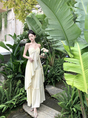 Elegant Sanya Pleated Tube Top Dress Suit - SHOWLU FASHION STORE