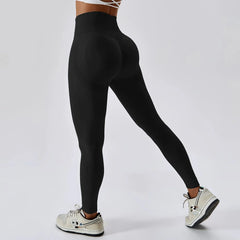 European and American Buttock Lifting Seamless Fitness Pants Belly Holding High Waist Yoga Pants Tight Cropped Pants Cycling Running Sweat pants Trousers - SHOWLU FASHION STORE
