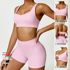 European and American Winter Nude Feel Tight Yoga Suit High Waist Quick - Drying Sanding Running Sports Workout Clothes Two - piece Set Women - SHOWLU FASHION STORE