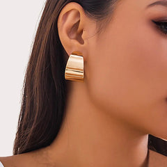 Exaggerated Wide Smooth Surface Metal Necklace/Earrings/Bracelet Set for Women Trendy African Collar Fashion Jewelry Accessories - SHOWLU FASHION STORE