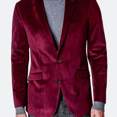 Men's Elegant Velvet Blazer - Royal Blue, Long Sleeve, Double-Breasted with Pockets, Notched Lapel, Perfect for Fall and Winter Formal Events SHOWLU FASHION STORE