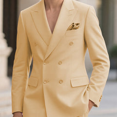 2pcs Men'S Tailored Suit with Notched Lapel & Matching Vest - Slim Fit Formal Wedding & Party Coat, Solid Color Long Sleeve with Pockets, Black/Brown/Beige, Wedding Attire, Sophisticated Style, Notched Lapel Design