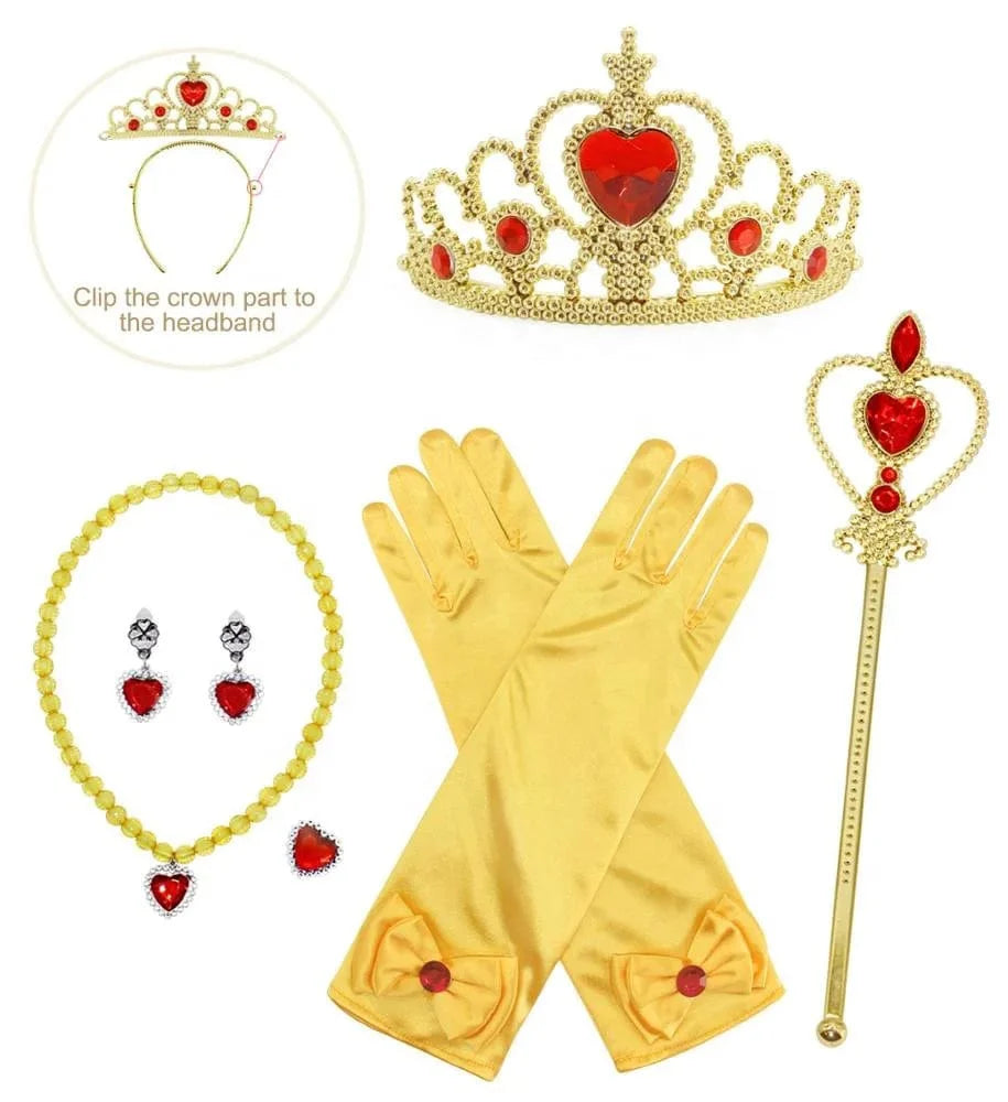 Fancy Girl Princess Dress Beauty Belle Cosplay Costume Snow Christmas Halloween Princess Dress up Children Party Clothes - SHOWLU FASHION STORE