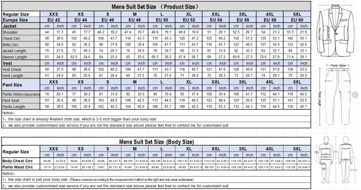 Fashion Blazer Suits For Men 2 Pieces Outfit Set Suits 2025 Pants Mens Clothing Party Wedding Tuxedo Jackets Costume - SHOWLU FASHION STORE