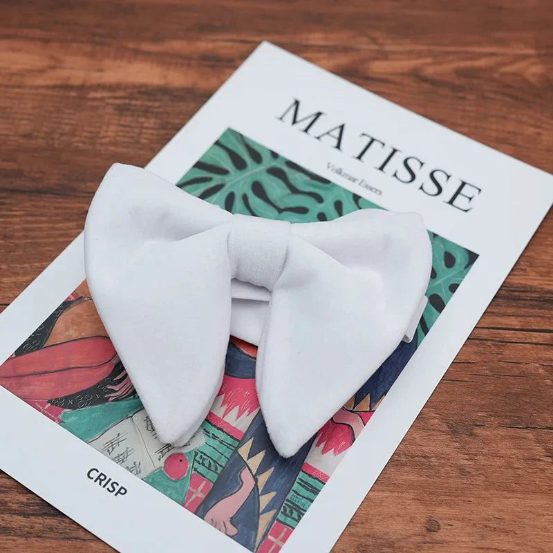 Fashion Men's Oversized Bow Ties Velvet Black Pocket Square Red Navy White Bowknot Tuxedo Accessories Green Handkerchief Cravat - SHOWLU FASHION STORE