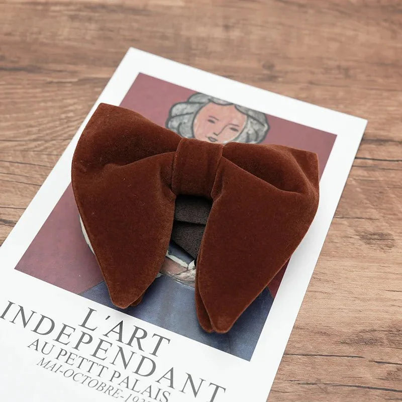 Fashion Men's Oversized Bow Ties Velvet Black Pocket Square Red Navy White Bowknot Tuxedo Accessories Green Handkerchief Cravat - SHOWLU FASHION STORE