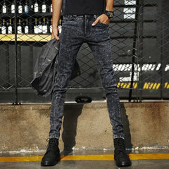 Fashion Stylish Korean Style Clothes Classic Kpop Streetwear Luxury Slim - Fit Smoke Gray Men's Jeans Casual Cowboy Pants for Men - SHOWLU FASHION STORE