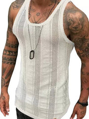 Fashion Summer Sexy Cut Out White Knitted Fabric Vest - SHOWLU FASHION STORE