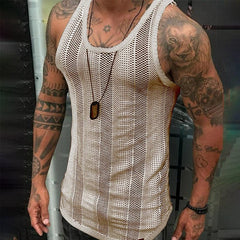 Fashion Summer Sexy Cut Out White Knitted Fabric Vest - SHOWLU FASHION STORE