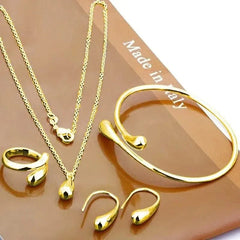 Fashion Teardrop Jewelry Set for Women Simple Ring Necklace Bracelet Earrings Four - piece Set Suitable for Engagement Jewelry - SHOWLU FASHION STORE