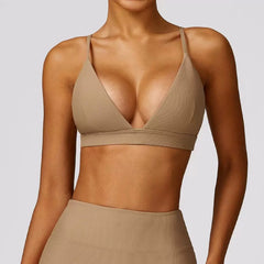 Fashion Thread Quick - Drying Yoga Bra Beauty Back Workout Clothes Women Sexy Outerwear Tight Sports Underwear with Chest Pad - SHOWLU FASHION STORE