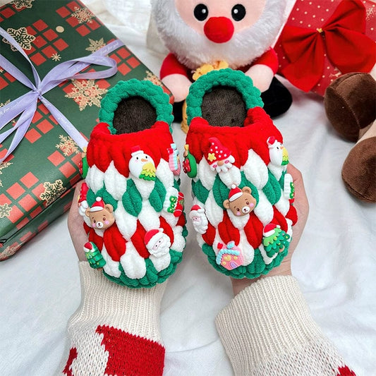 Fat Glass Ball Hand - Made Children's Hand - Woven Crochet Self - Woven Christmas Slippers Thick Ice Bar Wool DIY Material Package - SHOWLU FASHION STORE