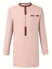 African Ethnic Style Men'S Casual Suit with Print Shirt, Slit Pants, and Drawstring Waist 2pcs Set