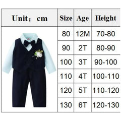 Formal Wedding Outfit for Toddler Solid Vest Gentlemen Suit Corsage Flower Boy Costume Handsome 1 - 6Y Children Kid Autumn Clothes - SHOWLU FASHION STORE