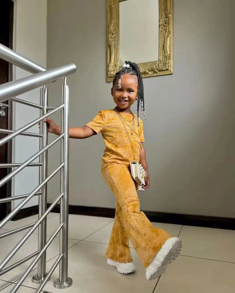 Girls' Clothes Set Children Short Sleeved Fared Pants 2 - Piece Set Baby Casual Wear Printing Kids Girl's Clothes 3 4 5 6 7 8 Year - SHOWLU FASHION STORE