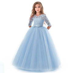 Girls Lace Long Prom Gowns Bridesmaid Kids Dresses For Girls Teens Girl Party Dress Kids Princess Evening Formal Wedding Vestido - SHOWLU FASHION STORE