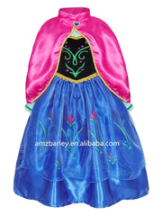 Girls Princess Dress Cosplay Costume Birthday Party Clothing Children Kids Anna Girls Fancy Dress With Cloak Accessories - SHOWLU FASHION STORE