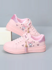 Girls' Shoes 2024 Spring New Arrival Girls Low Ankle Sports Board Shoes Kids Flat Magic Stick Students White Shoes - SHOWLU FASHION STORE