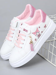 Girls' Shoes 2024 Spring New Arrival Girls Low Ankle Sports Board Shoes Kids Flat Magic Stick Students White Shoes - SHOWLU FASHION STORE