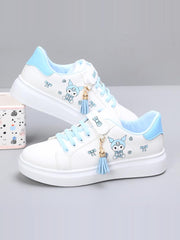 Girls' Shoes 2024 Spring New Arrival Girls Low Ankle Sports Board Shoes Kids Flat Magic Stick Students White Shoes - SHOWLU FASHION STORE