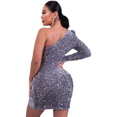 Glamorous Sequin One - Shoulder Dress - SHOWLU FASHION STORE