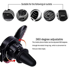A rhinestone-encrusted car air vent phone mount with a 360-degree adjustable swivel base.