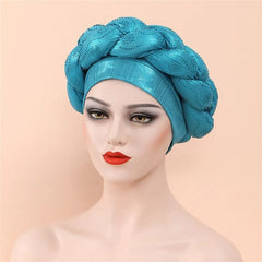 Glitter Diamonds Braids African Autogele Headtie Women Turban Cap Female Head Wraps - SHOWLU FASHION STORE