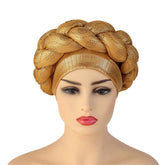 Glitter Diamonds Braids African Autogele Headtie Women Turban Cap Female Head Wraps - SHOWLU FASHION STORE