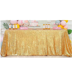 Gold Sequin Tablecloth 108x50 Inch - Rectangle Table Cover Overlay for Wedding Baby Birthday Cake Table Holiday Banquet Decoration - SHOWLU FASHION STORE