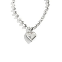 Gothic Gold Heart Pendant Necklace for Women Stainless Steel Beaded Choker Steampunk Jewelry - SHOWLU FASHION STORE