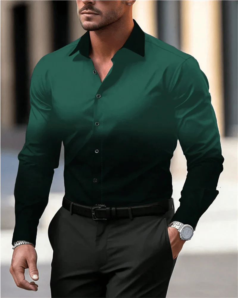 Gradient Men's Clothing Soft and Comfortable Men's Shirt Summer Hawaiian Shirt High Quality Men's Clothing Fashion Button Design - SHOWLU FASHION STORE