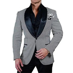 Groomsmen Ivory Pattern Groom Tuxedos Shawl Lapel Men Suits 2 Pieces Wedding Best Man Blazer ( Jacket+Pants+Tie ) C588 - SHOWLU FASHION STORE