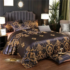 High End Jacquard King Size Bedding Set Luxury European Wedding Bedding Sets Queen American Satin Double Duvet Cover Set 220x240 - SHOWLU FASHION STORE