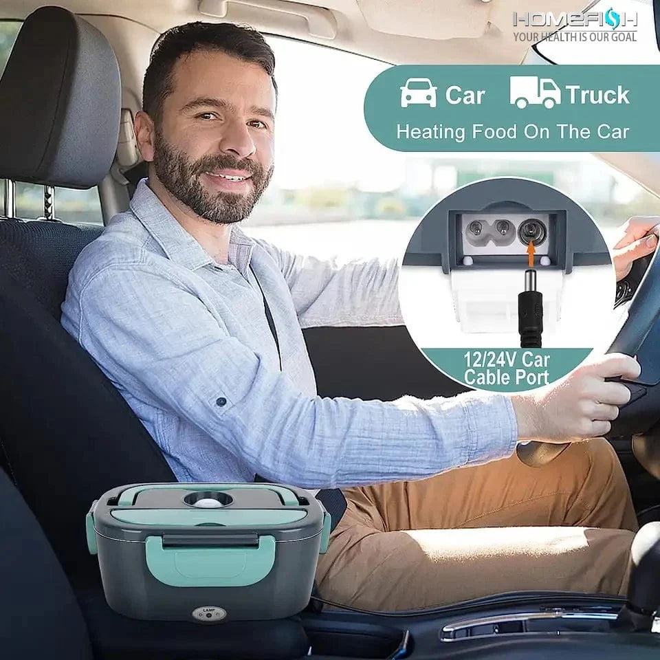 HOMEFISH 1.5 L 60W Electric Lunch Box Food Warmer Portable Food Heater for Car Or Home - Leak Proof 304 Stainless Steel Liner - SHOWLU FASHION STORE