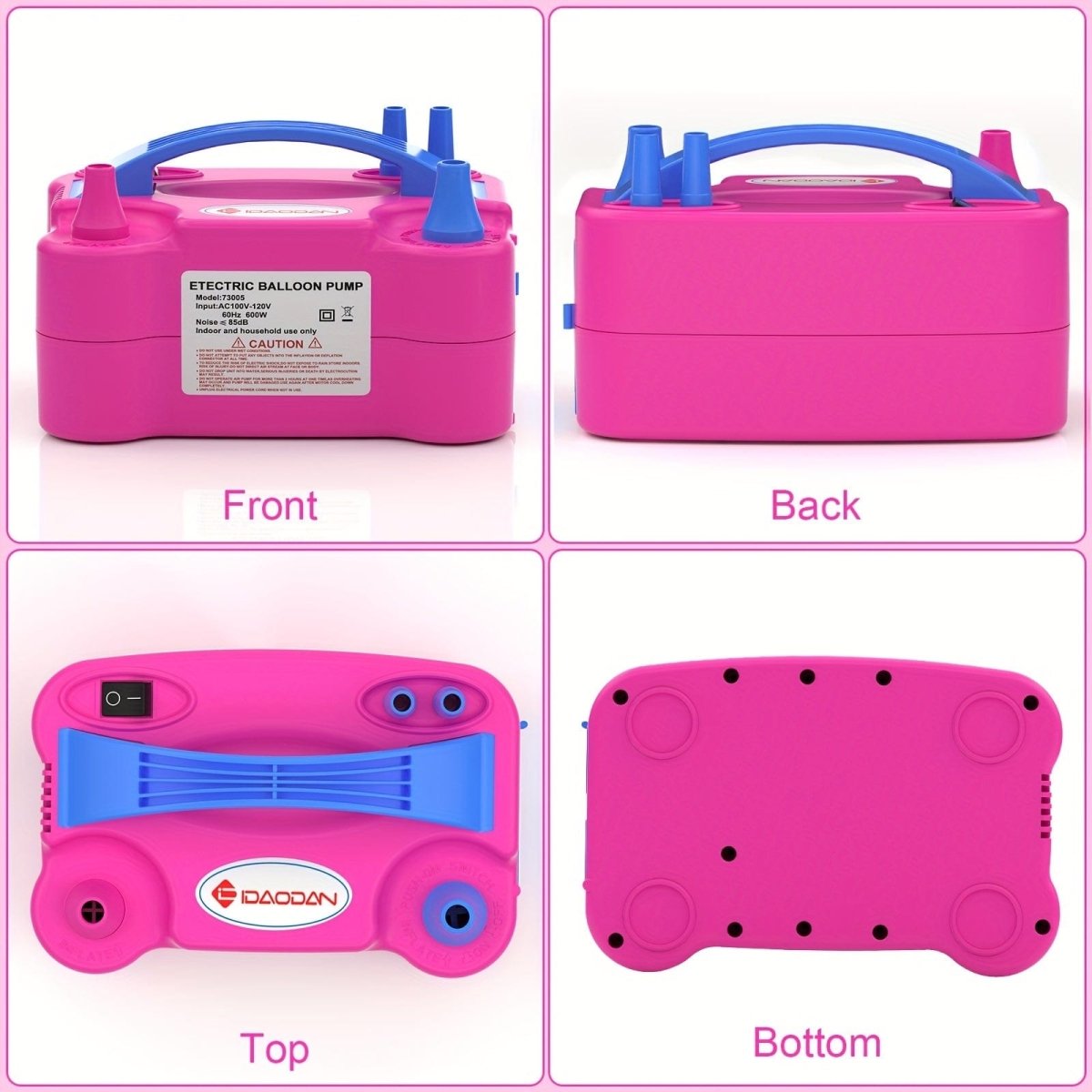 IDAODAN Electric Balloon Pump, Only 3 Seconds Quick Fill Air, Portable Dual Nozzle Rose Red 110V 600W Blower Air Balloon Pump & Inflator for Party Birthday Wedding Decoration - SHOWLU FASHION STORE