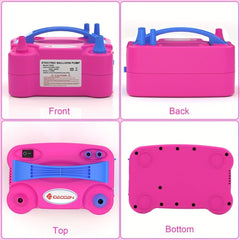 IDAODAN Electric Balloon Pump, Only 3 Seconds Quick Fill Air, Portable Dual Nozzle Rose Red 110V 600W Blower Air Balloon Pump & Inflator for Party Birthday Wedding Decoration - SHOWLU FASHION STORE