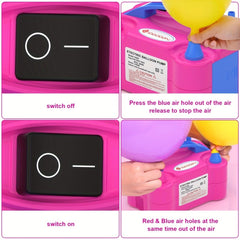 IDAODAN Electric Balloon Pump, Only 3 Seconds Quick Fill Air, Portable Dual Nozzle Rose Red 110V 600W Blower Air Balloon Pump & Inflator for Party Birthday Wedding Decoration - SHOWLU FASHION STORE