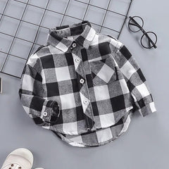 IENENS Kids Shirt Clothes Spring Thin Blouses Clothing Infant Boy Plaid Cotton Tops 1 2 3 4 Years Kids Long Sleeves Shirt - SHOWLU FASHION STORE